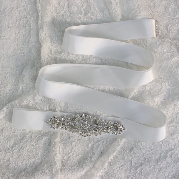 Cristal de mariée ceinture robe de mariée ceinture cristal strass perle Applique argent perlé Patch ceinture de mariée - Image 2