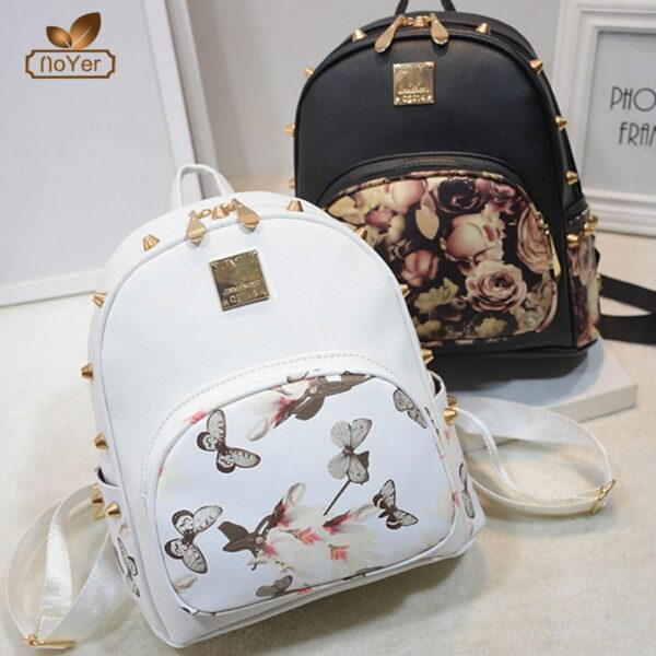 Sac de voyage de loisirs pour dames tendance de la mode sac à dos imprimé papillon sacs à dos en cuir en gros