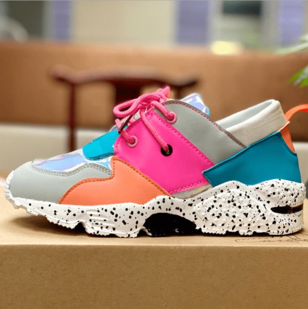 Baskets pour femmes colorblock chaussures de course à talons croissants femmes chaussures de sport à lacets de marche