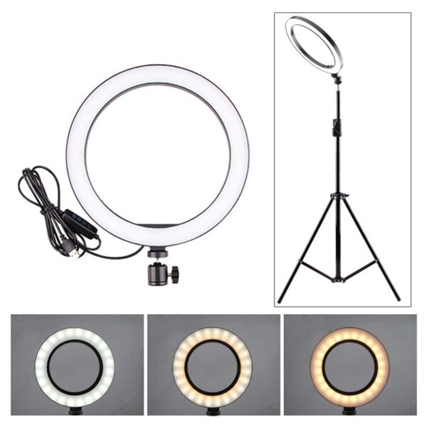 Usb Beauty Video Studio Photo Circle Lampe Dimmable Selfie Led Ring Light avec 2M Trépied Stand