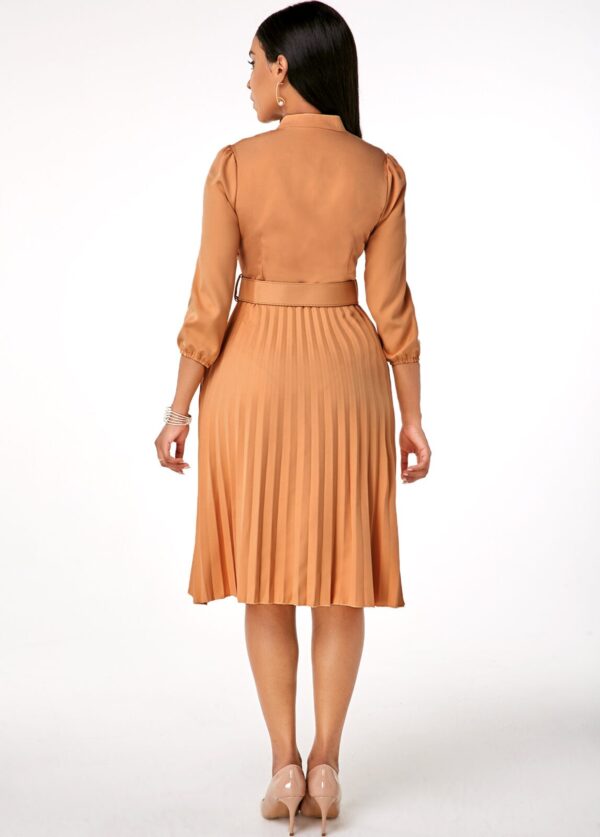 Robe ceinturée boutonnée à ourlet plissé - Image 5