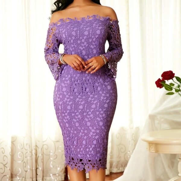 Dames Élégant Violet Vêtements Floral Sexy Été Femmes Dentelle Mini Robe
