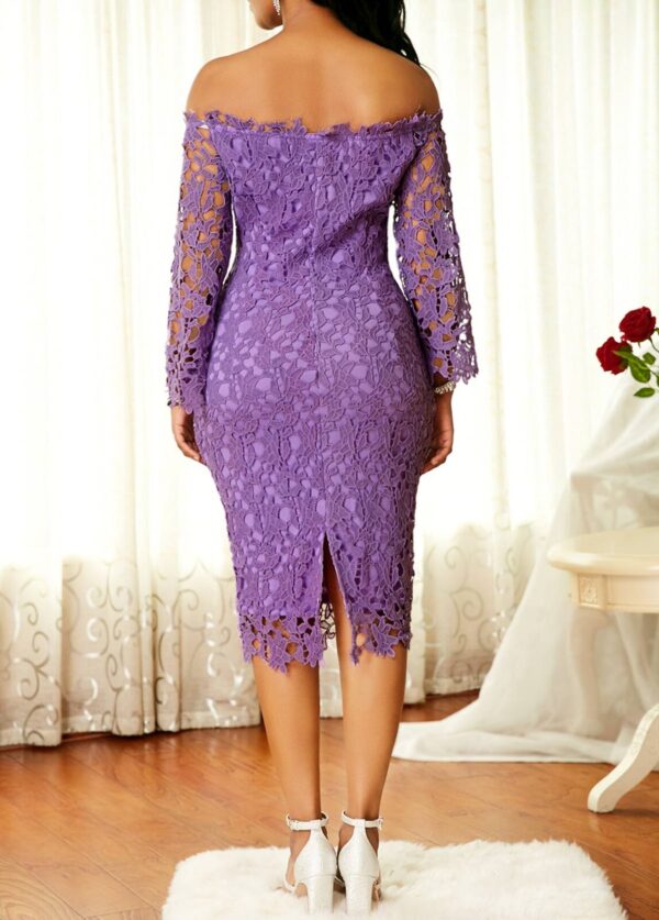 Dames Élégant Violet Vêtements Floral Sexy Été Femmes Dentelle Mini Robe - Image 5