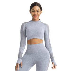 Costume de sport féminin Yoga Leggings d'entraînement taille haute sans couture Survêtements pour femmes Vêtements de sport