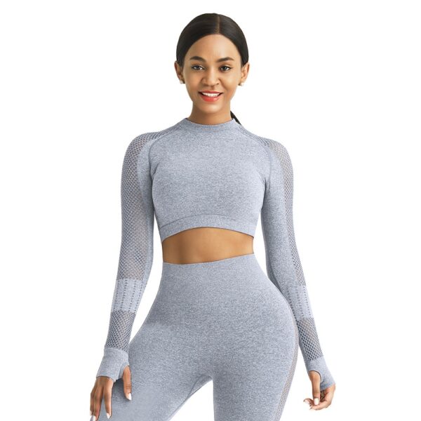 Costume de sport féminin Yoga Leggings d'entraînement taille haute sans couture Survêtements pour femmes Vêtements de sport