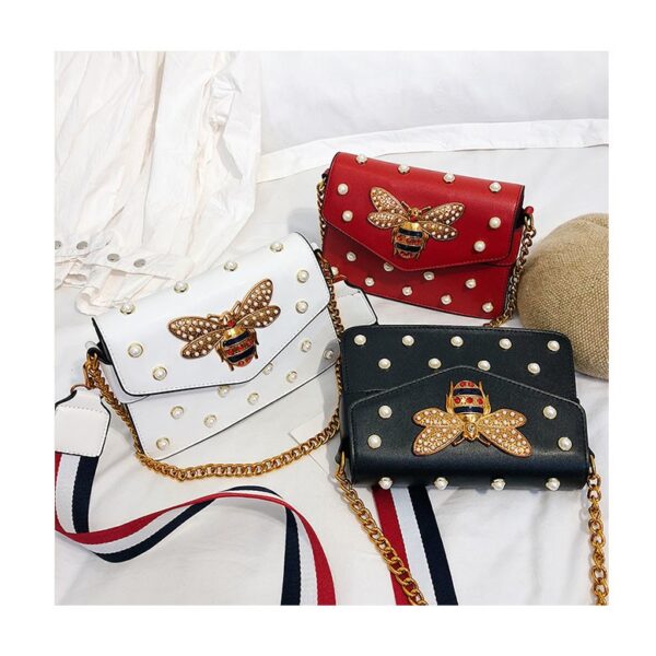 Designer de luxe motif abeille sacs Rivet perles sac à bandoulière célèbre marque chaîne carré fourre-tout femmes bandoulière Bolsa nouveau petit sac à main