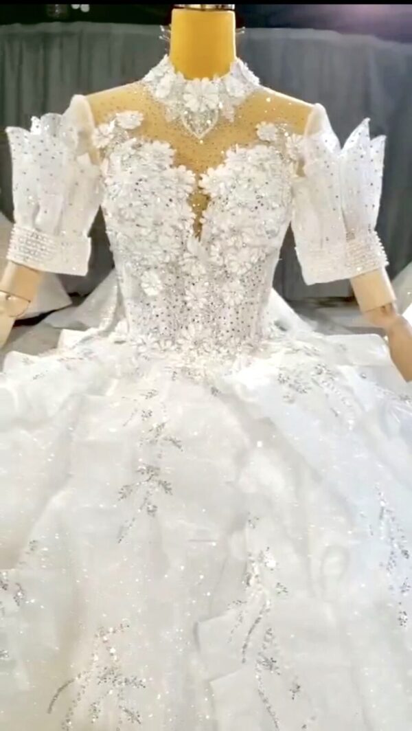 Robe de mariée pour robe de mariée fille mariage perles cousues avec telle - Image 2