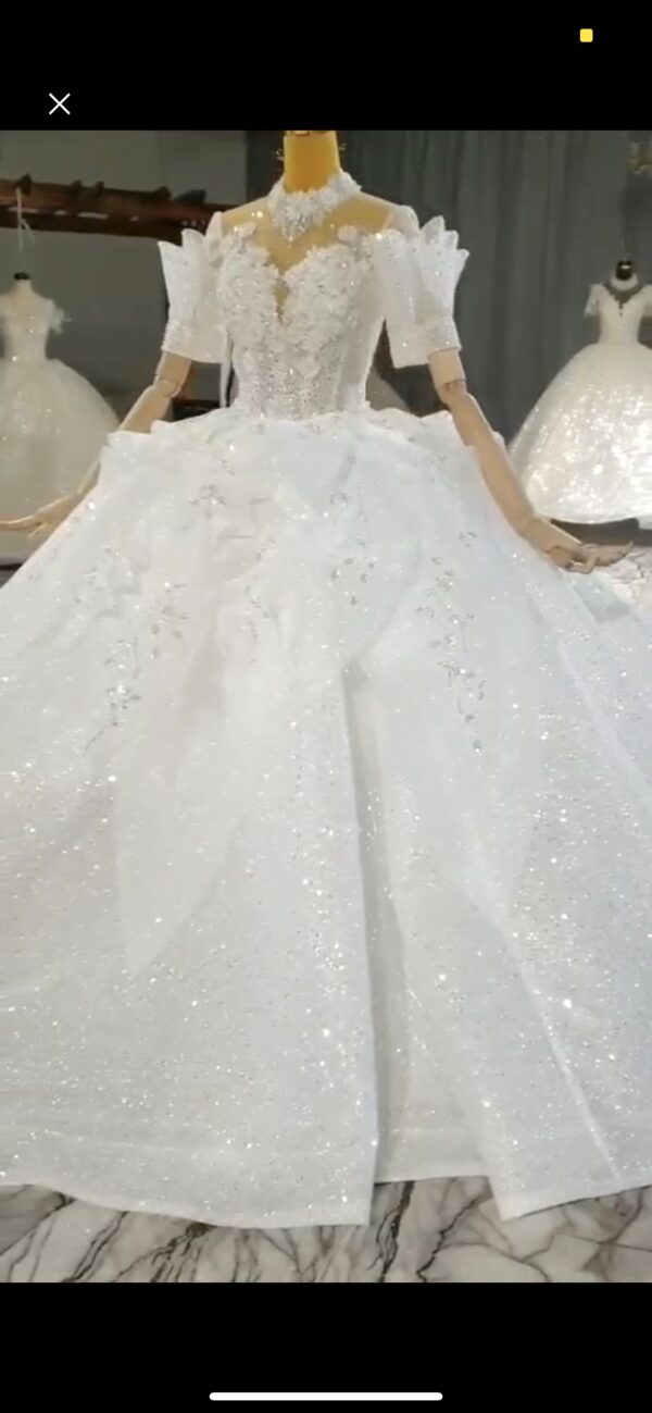 Robe de mariée pour robe de mariée fille mariage perles cousues avec telle - Image 4