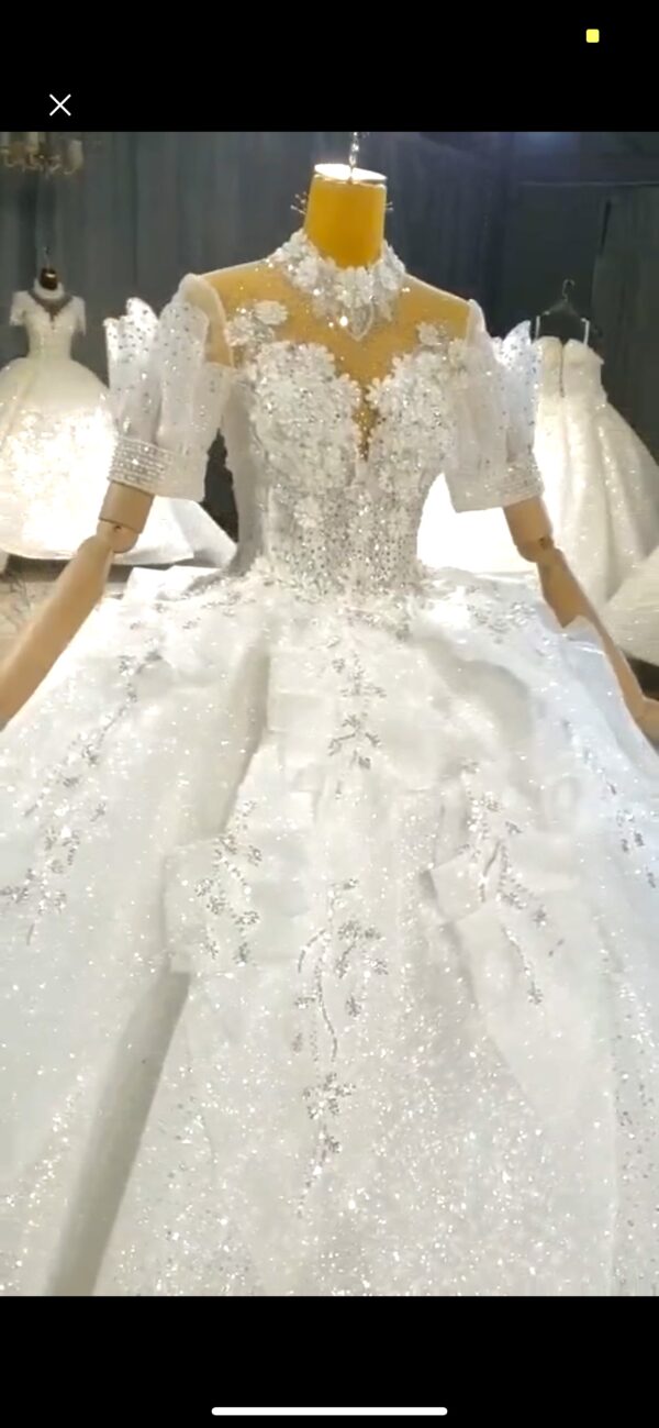 Robe de mariée pour robe de mariée fille mariage perles cousues avec telle - Image 5