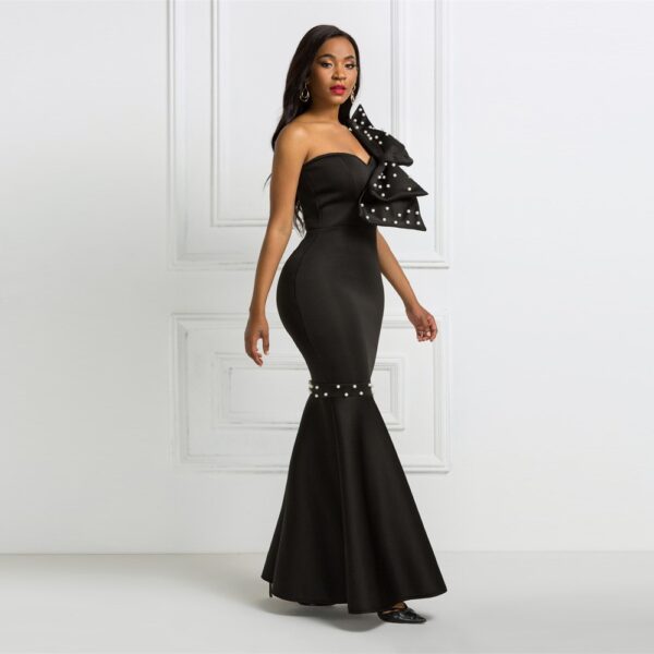 Nouveau style femmes robe mince hors épaule moulante robe de soirée perlée robes de soirée femmes - Image 5
