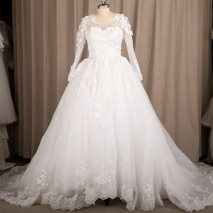 O-cou dentelle manches longues appliques paillettes princesse robe de bal mariage robes de Quinceanera