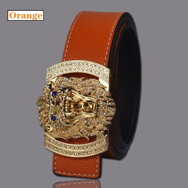 Ceintures de marque de luxe pour hommes femmes mode brillant diamant tête de Lion boucle de haute qualité taille Shaper ceintures en cuir - Image 2