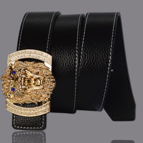 Ceintures de marque de luxe pour hommes femmes mode brillant diamant tête de Lion boucle de haute qualité taille Shaper ceintures en cuir