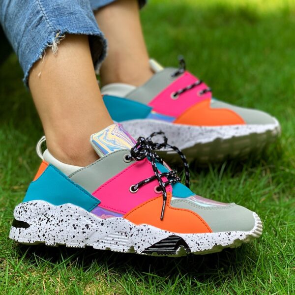Mode baskets 2020 femmes chaussures hauteur augmentant Chunky chaussures en dentelle glisser chaussures dames chaussures - Image 6