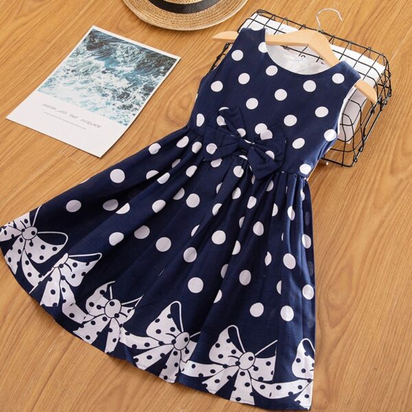 Girls Polka-Dot Dress 2010 Summer Sleeveless Bow Casual Clothing Kids Princess Dresses Children Clothes