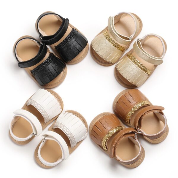 Chaussures bébé 5-18 Mois femme bébé princesse sandales gland slip semelle en caoutchouc chaussures pour tout-petits - Image 3