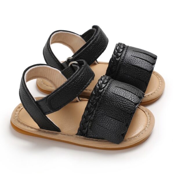Chaussures bébé 5-18 Mois femme bébé princesse sandales gland slip semelle en caoutchouc chaussures pour tout-petits - Image 4