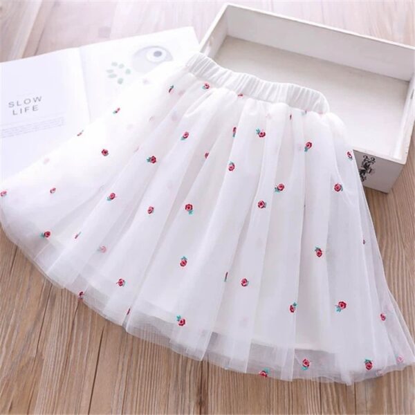 Deux pièces robe d'été filles ensembles de vêtements sans manches imprimé floral t-shirt haut et robe tutu enfants - Image 3