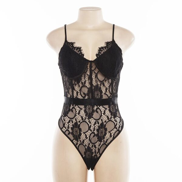 femmes body sexy broderie florale évider body en dentelle - Image 6