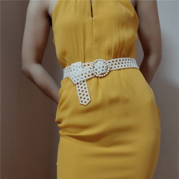 Femmes strass perle taille chaîne ceinture mode robe décoration élastique ceinture femmes doux ceinture - Image 2