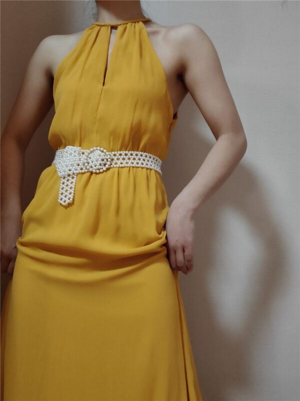Femmes strass perle taille chaîne ceinture mode robe décoration élastique ceinture femmes doux ceinture - Image 4