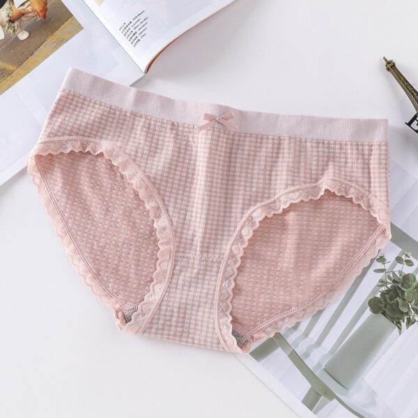 Sous-vêtements en graphène sans couture pour femmes East Gate Plaid Underwear Slip femme taille moyenne en dentelle - Image 7