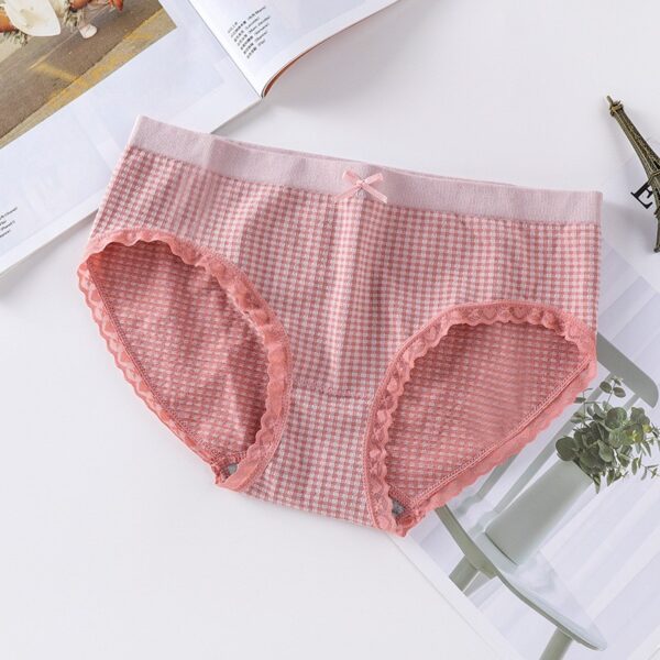 Sous-vêtements en graphène sans couture pour femmes East Gate Plaid Underwear Slip femme taille moyenne en dentelle - Image 6