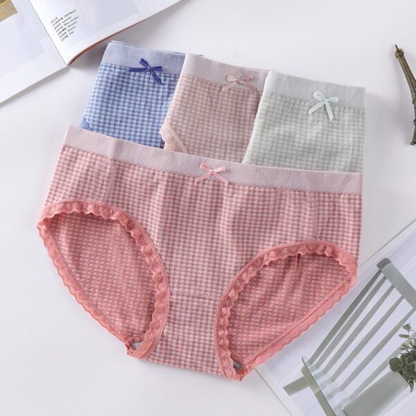 Sous-vêtements en graphène sans couture pour femmes East Gate Plaid Underwear Slip femme taille moyenne en dentelle - Image 4