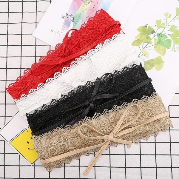 Femmes en cuir souple avec de larges ceintures en dentelle bowknot dames ceinture ceintures grâce style pour la robe - Image 3