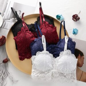 Soutien-gorge rembourré amovible en dentelle florale pour femmes