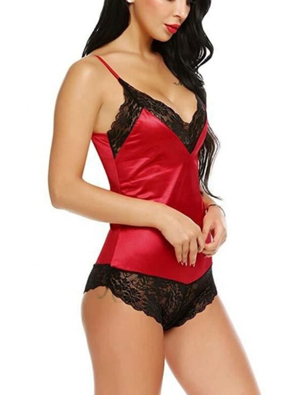 Nouveau femmes mode dentelle body dos nu sous-vêtements col en v Lingerie florale dentelle vêtements de nuit pyjamas - Image 3