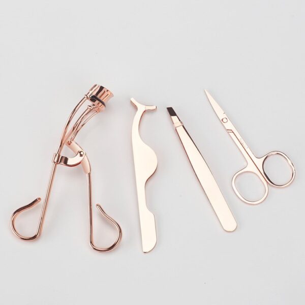 Ensemble de 4 pincettes à recourbe-cils en or Rose, pince à épiler, pince à sourcils, pince à épiler - Image 3