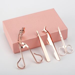 Ensemble de 4 pincettes à recourbe-cils en or Rose, pince à épiler, pince à sourcils, pince à épiler
