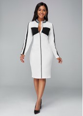 Robe à manches longues avec fermeture à glissière contrastée