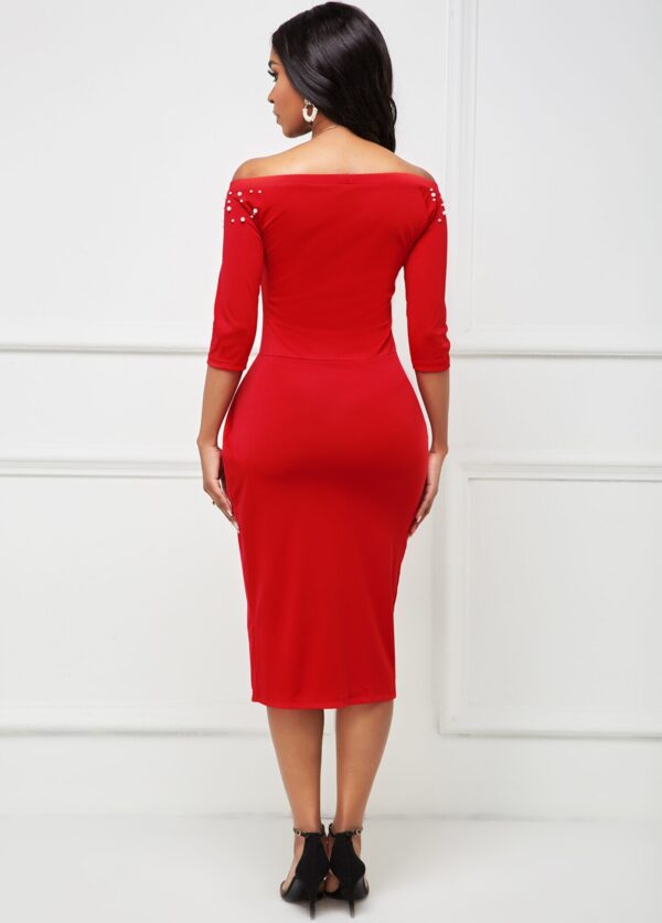 Robe moulante ornée de perles sur le côté - Image 3