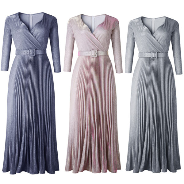 CLOCHETTE GM, plis dorés colorés dans la manche OLdress avec ceinture - Image 3