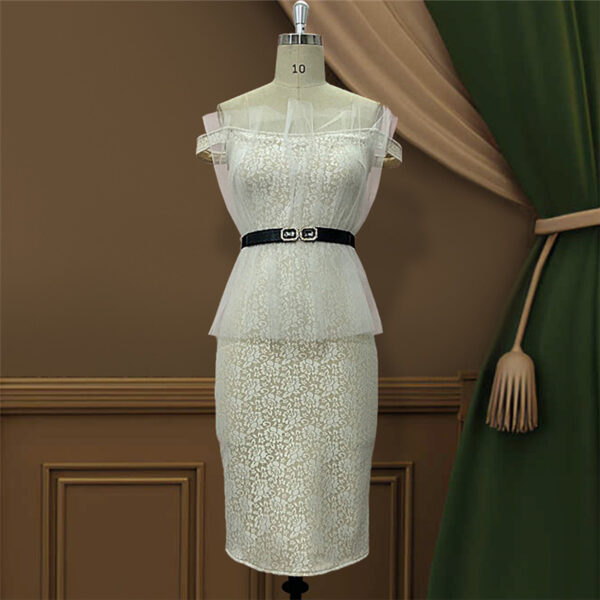 CHEETAH NOVA, Robe slim femme à épaules dénudées Robe de soirée moulante en dentelle Robes de soirée femme - Image 3