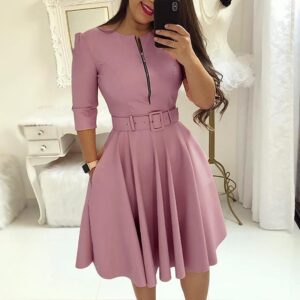 KROGER TWIST, Robe à manches longues pour femme, robe pour femme, ceinture d'assemblage de robe décontractée vintage