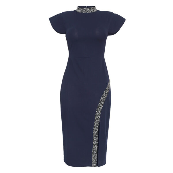 VESTIDO Robe pour femme Robe à manches courtes Robe moulante mince à col haut Robe crayon décontractée Nouvelle arrivée - Image 3