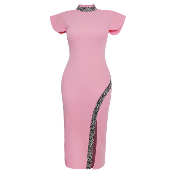VESTIDO Robe pour femme Robe à manches courtes Robe moulante mince à col haut Robe crayon décontractée Nouvelle arrivée - Image 2