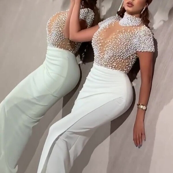 LOYALTY La Robe a Perle Manches Courtes, Robes De Sirène Robe De Festa Prom Femmes Robe De Soirée