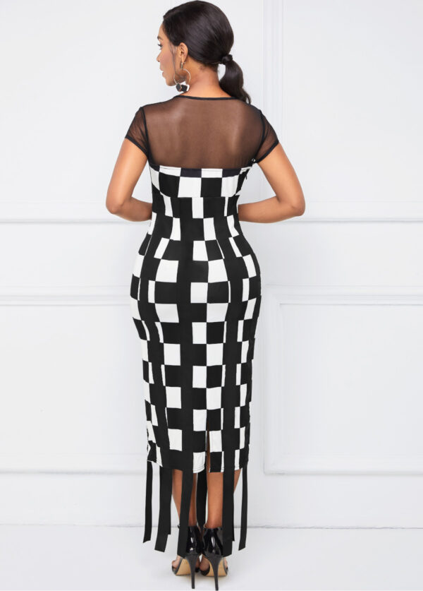 RECIPIENDAIRE, Robe à carreaux avec coutures en maille à col rond - Image 2