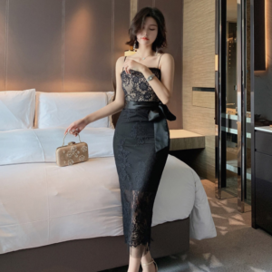Robe TEGRA DIEM, Robe sexy évider pour femmes Nighty Clubs Robe en dentelle moulante à glissement transparent