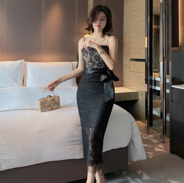 Robe TEGRA DIEM, Robe sexy évider pour femmes Nighty Clubs Robe en dentelle moulante à glissement transparent