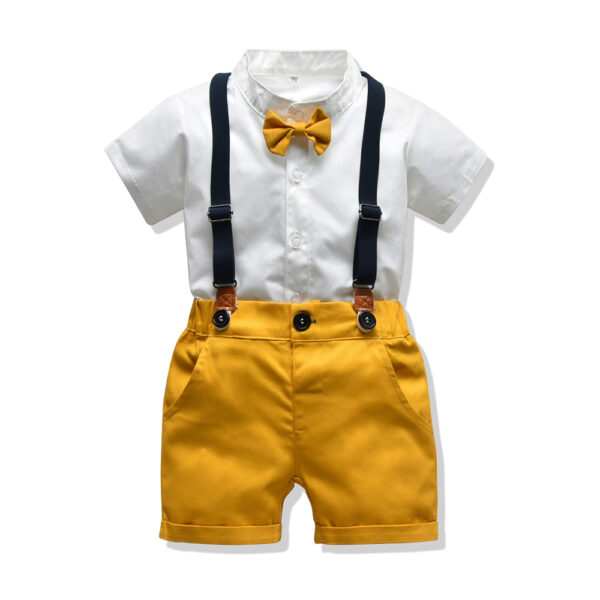 BELIEVE, vêtements ensemble à manches courtes chemise blanche sangle pantalon enfants vêtements costume