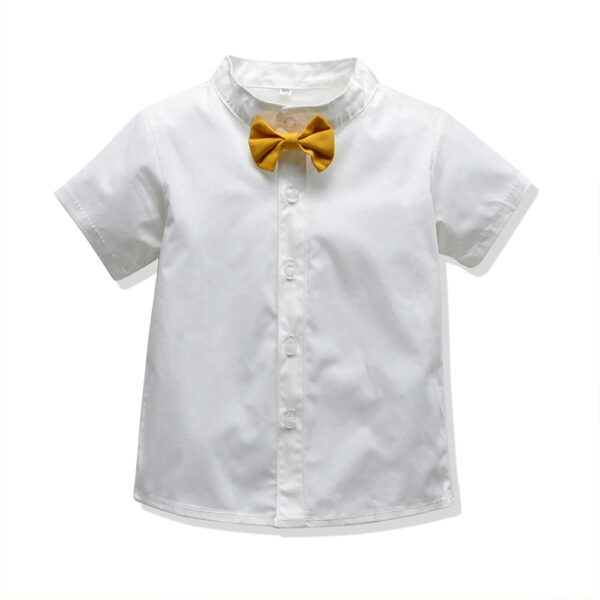 BELIEVE, vêtements ensemble à manches courtes chemise blanche sangle pantalon enfants vêtements costume - Image 5