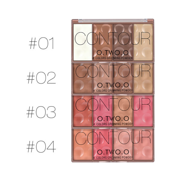 O.TWO.O 4 couleurs Palette anti-cernes Base de maquillage pour le visage Palette de contouring Fondation anti-cernes Poudre - Image 3