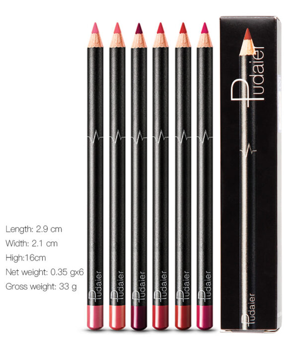 Pudaier 6 pcs Beauté Maquillage Mat Crayon À Lèvres Ensemble Crayon pour Lèvres Contor Longue Durée Étanche Soyeux Lisse Cosmétiques Crayon À Lèvres - Image 5