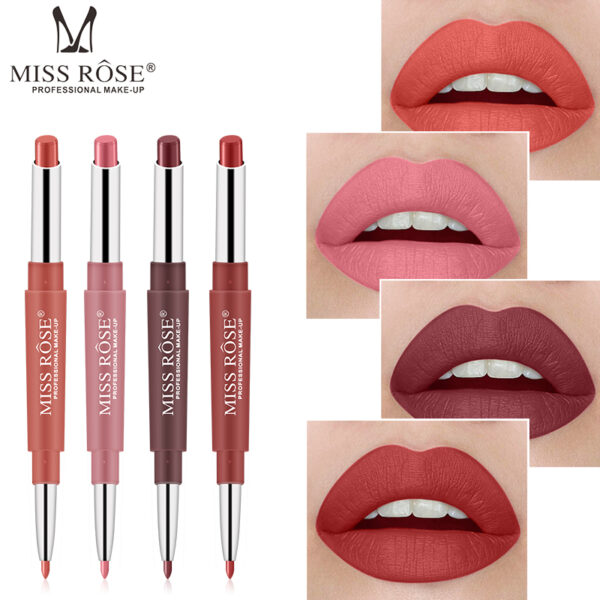 Miss Rose Marque Couleurs Rouge À Lèvres + Crayon À Lèvres Double Velours Mat Batom Étanche Nude Crayon À Lèvres Longue Tenue Outil De Maquillage - Image 2