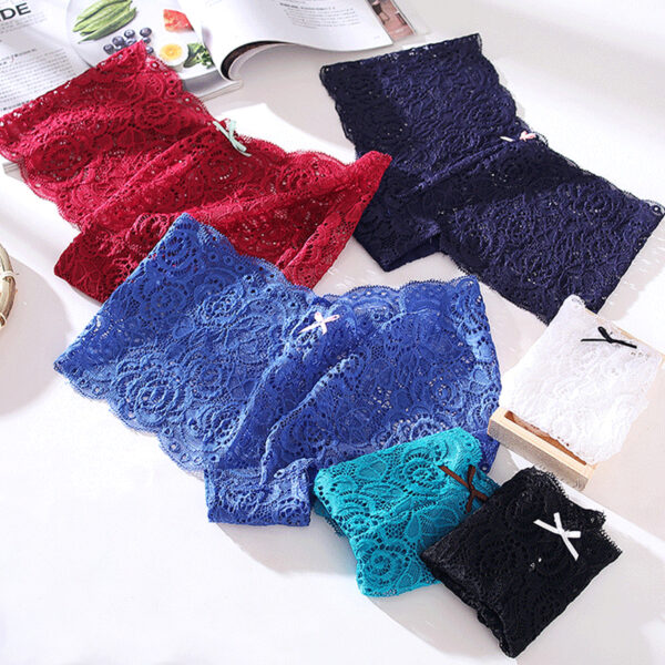 SMART Sous-vêtements féminins sexy Culotte femme taille haute Sous-vêtements femme sexy en dentelle Boyshort avec nœud - Image 4